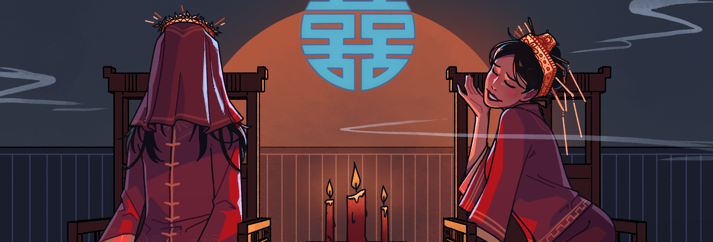 An illustration depicting ghost marriage.